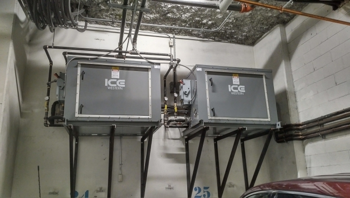 New Water Cooled Condensing Units for Atelier Parkade Electrical Vault